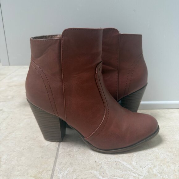 Dream Pairs Western Block Heel Zipper Closure Ankle Bootie, Sz 9, Brown - Picture 4 of 12